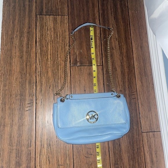 Blue Michael Kors purse blue shoulder bag leather bag fall bag gold chain bag - Picture 15 of 15